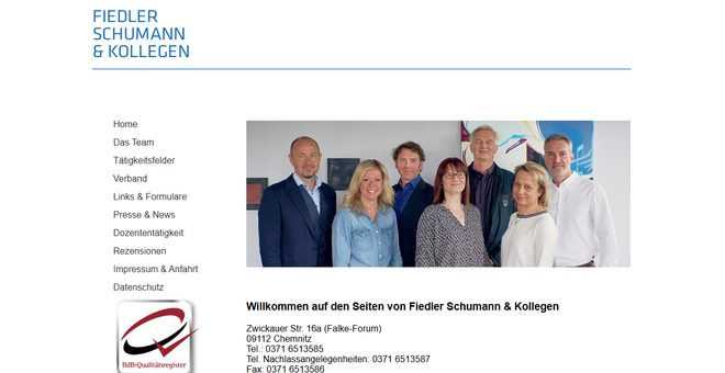 Die frühere Website der Kanzlei: Layout aus den 2000ern mit Linkleiste